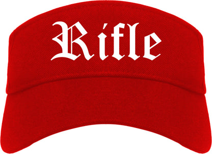 Rifle Colorado CO Old English Mens Visor Cap Hat Red
