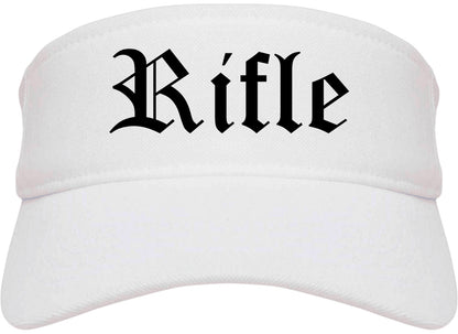 Rifle Colorado CO Old English Mens Visor Cap Hat White