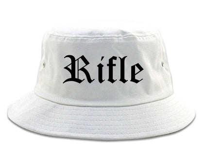 Rifle Colorado CO Old English Mens Bucket Hat White