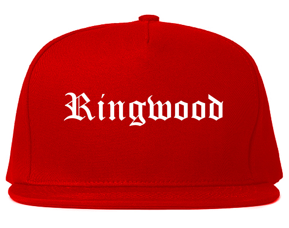 Ringwood New Jersey NJ Old English Mens Snapback Hat Red