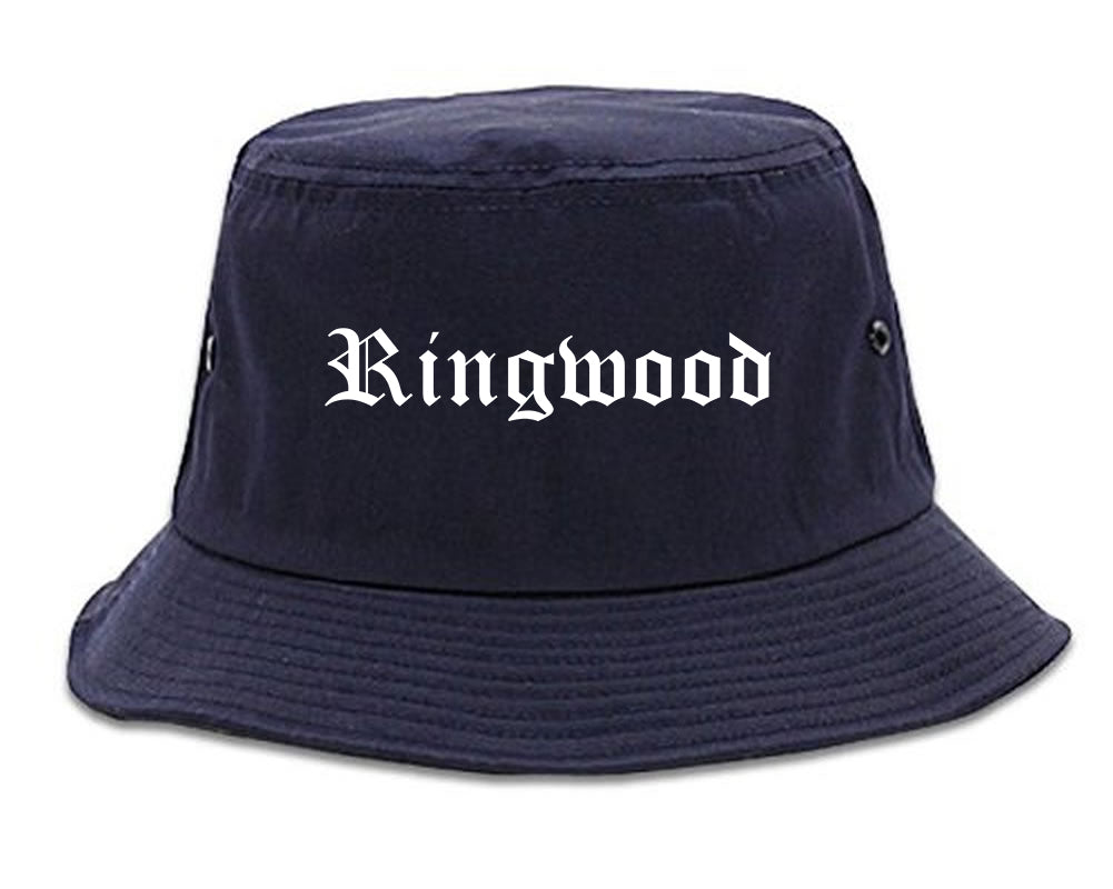 Ringwood New Jersey NJ Old English Mens Bucket Hat Navy Blue