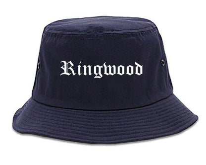 Ringwood New Jersey NJ Old English Mens Bucket Hat Navy Blue