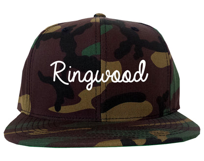 Ringwood New Jersey NJ Script Mens Snapback Hat Army Camo