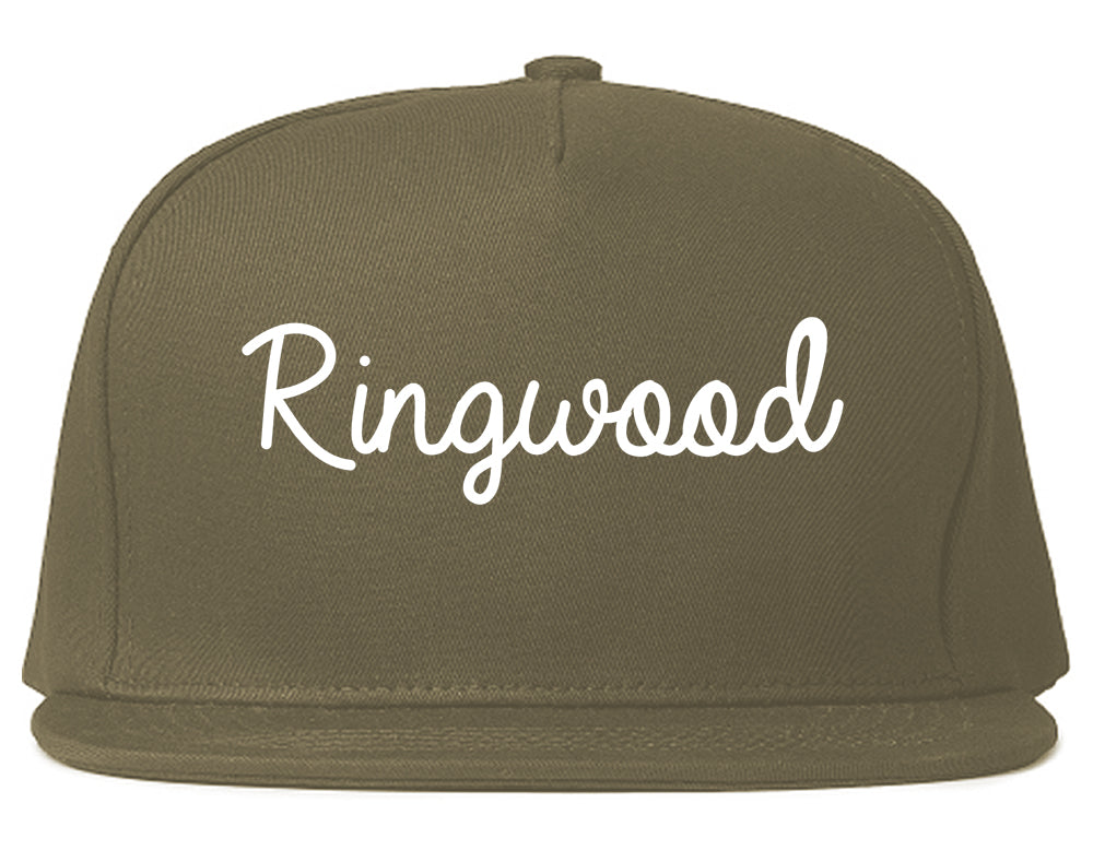 Ringwood New Jersey NJ Script Mens Snapback Hat Grey
