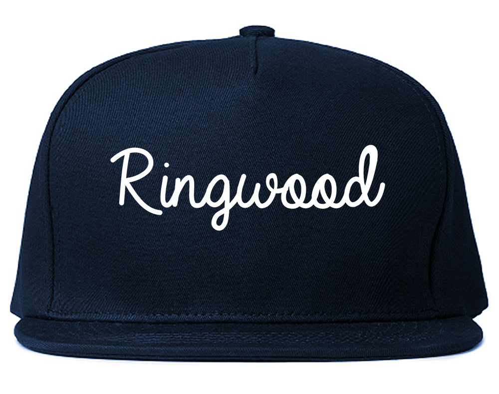 Ringwood New Jersey NJ Script Mens Snapback Hat Navy Blue