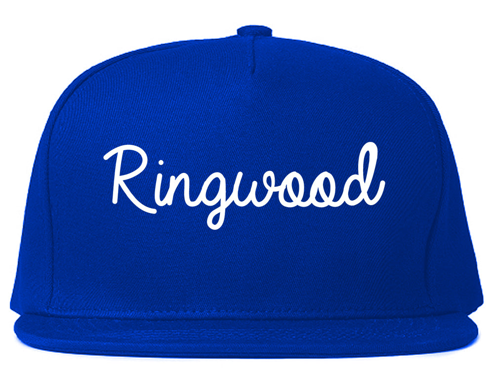 Ringwood New Jersey NJ Script Mens Snapback Hat Royal Blue