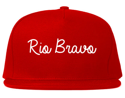 Rio Bravo Texas TX Script Mens Snapback Hat Red