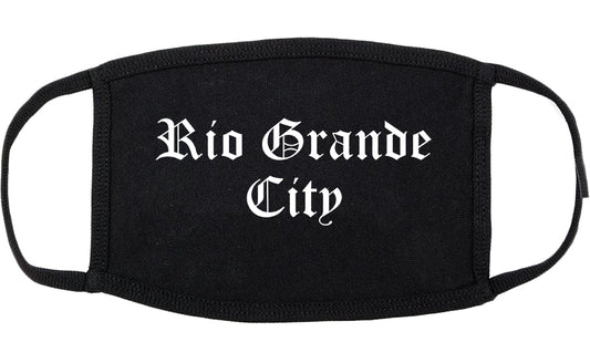 Rio Grande City Texas TX Old English Cotton Face Mask Black