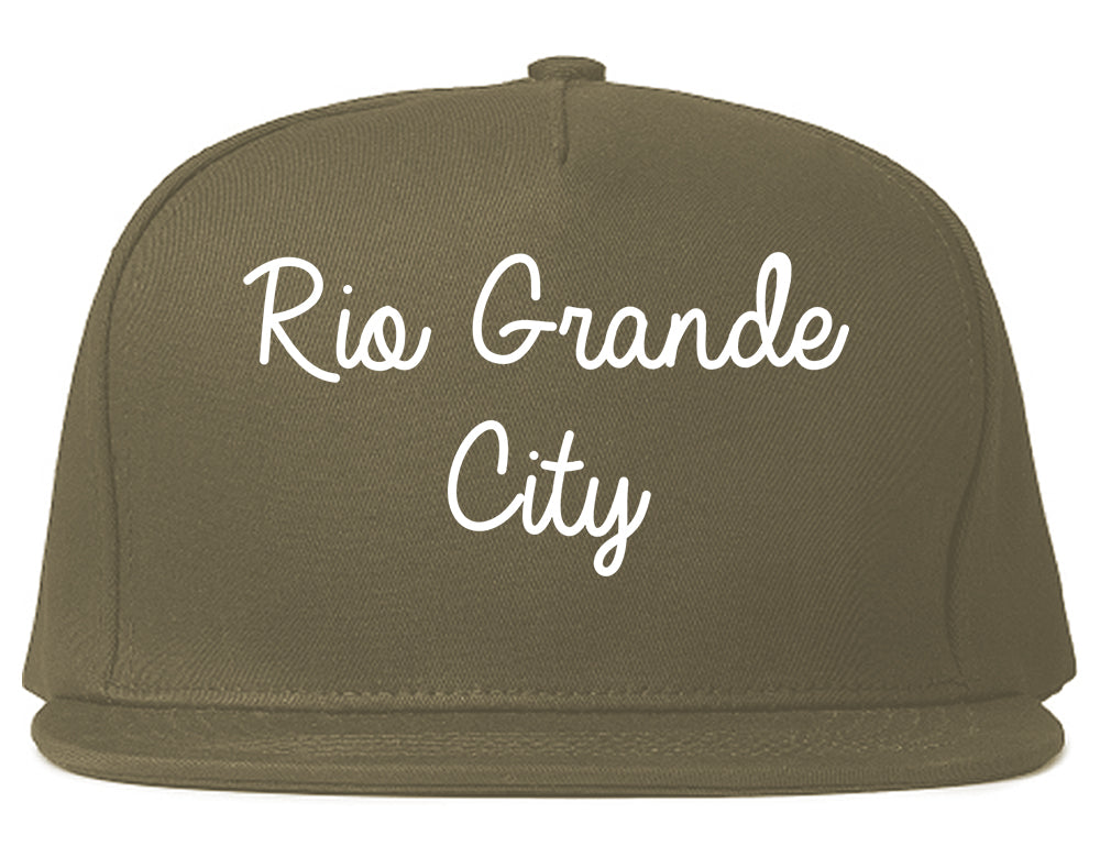 Rio Grande City Texas TX Script Mens Snapback Hat Grey