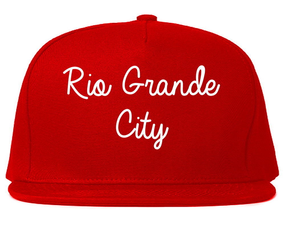 Rio Grande City Texas TX Script Mens Snapback Hat Red