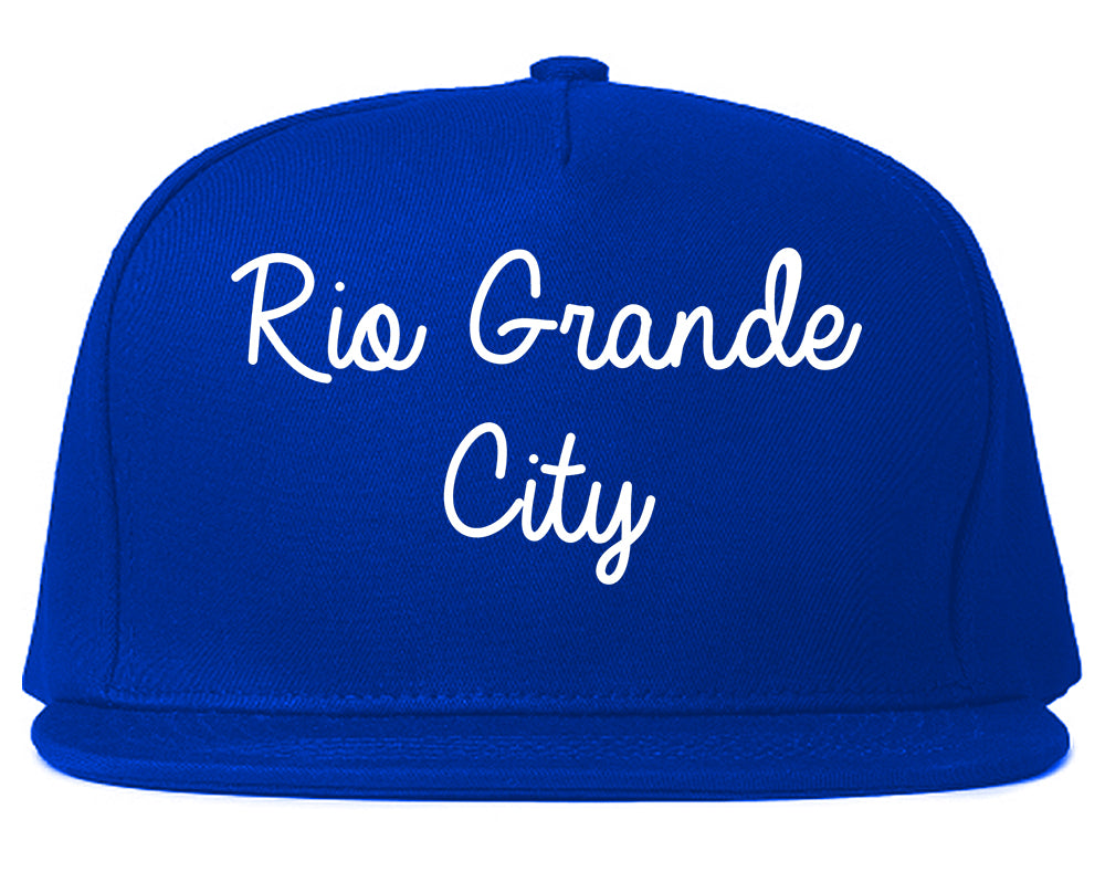 Rio Grande City Texas TX Script Mens Snapback Hat Royal Blue