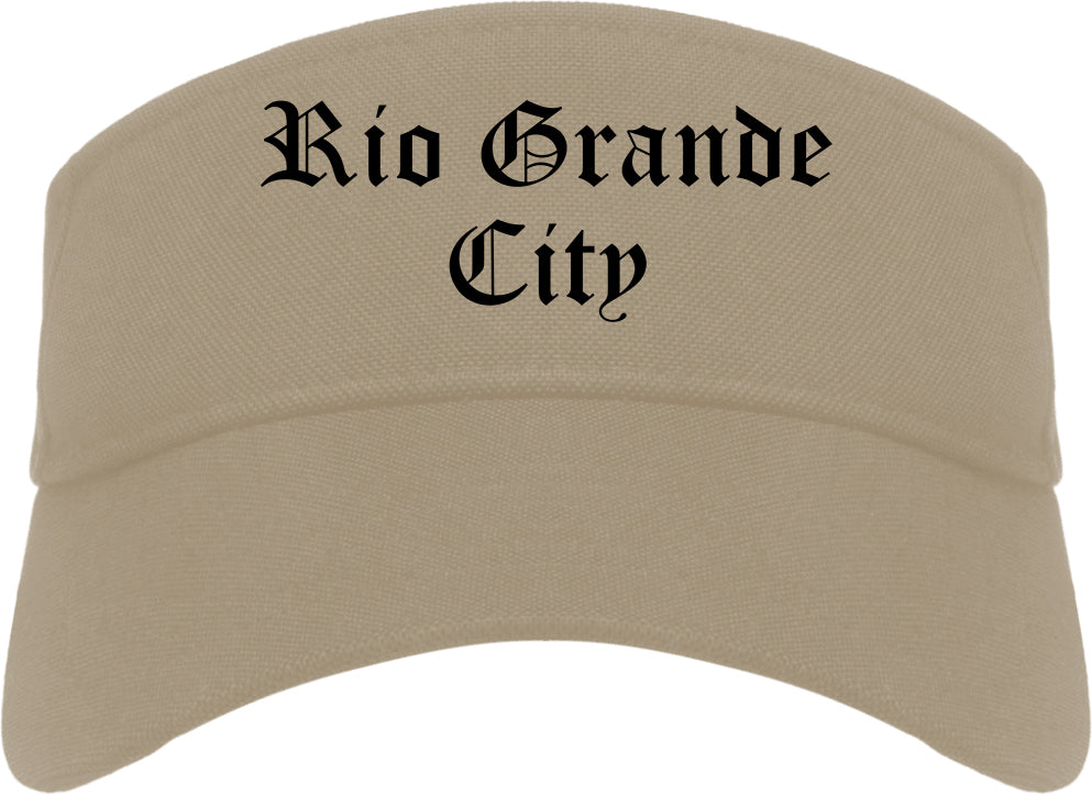 Rio Grande City Texas TX Old English Mens Visor Cap Hat Khaki