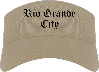 Rio Grande City Texas TX Old English Mens Visor Cap Hat Khaki