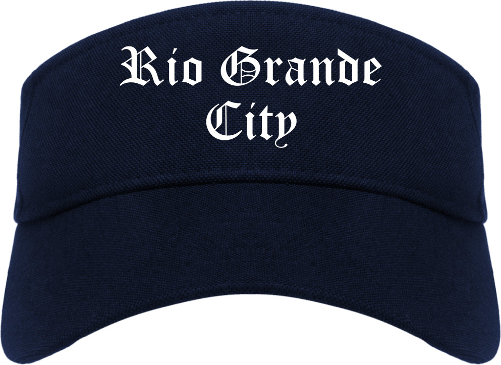 Rio Grande City Texas TX Old English Mens Visor Cap Hat Navy Blue