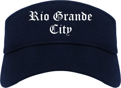 Rio Grande City Texas TX Old English Mens Visor Cap Hat Navy Blue