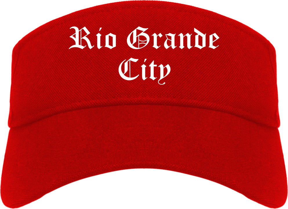 Rio Grande City Texas TX Old English Mens Visor Cap Hat Red