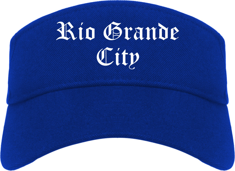 Rio Grande City Texas TX Old English Mens Visor Cap Hat Royal Blue