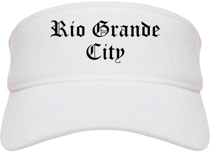 Rio Grande City Texas TX Old English Mens Visor Cap Hat White