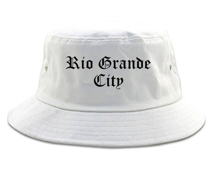 Rio Grande City Texas TX Old English Mens Bucket Hat White