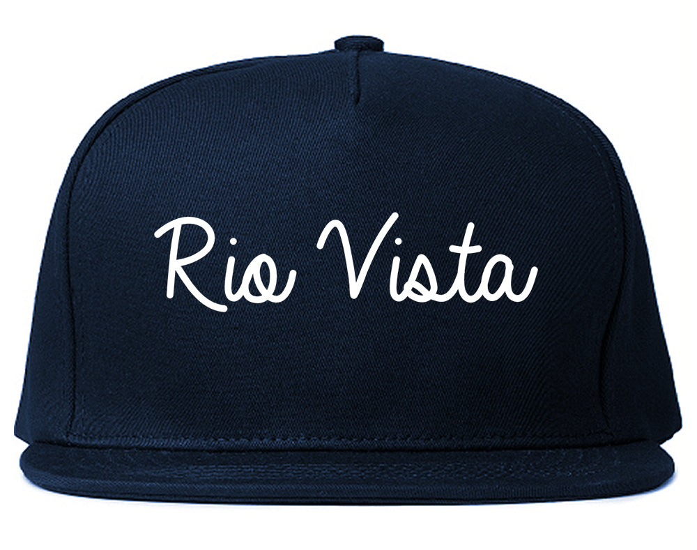 Rio Vista California CA Script Mens Snapback Hat Navy Blue