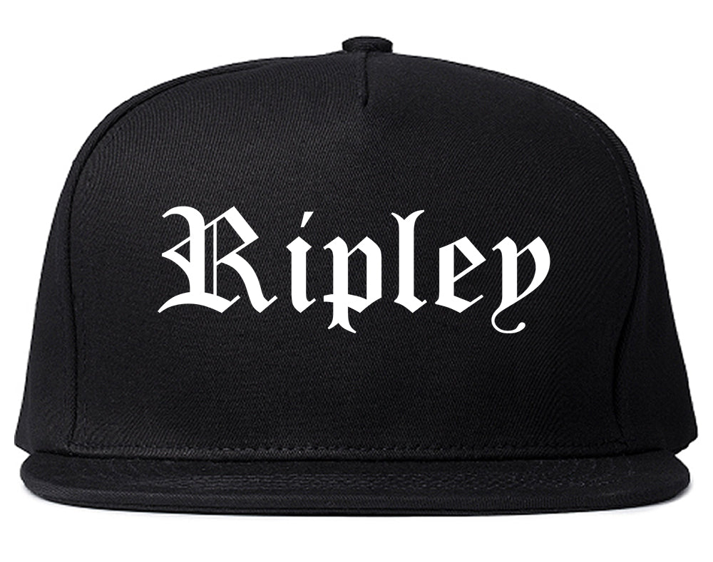 Ripley Mississippi MS Old English Mens Snapback Hat Black
