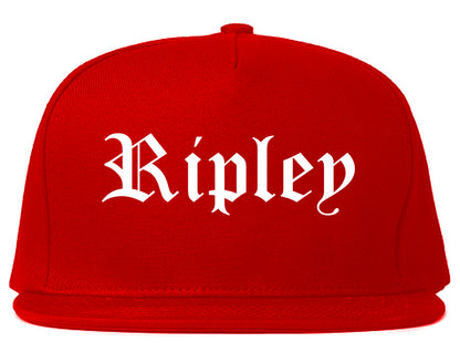 Ripley Mississippi MS Old English Mens Snapback Hat Red