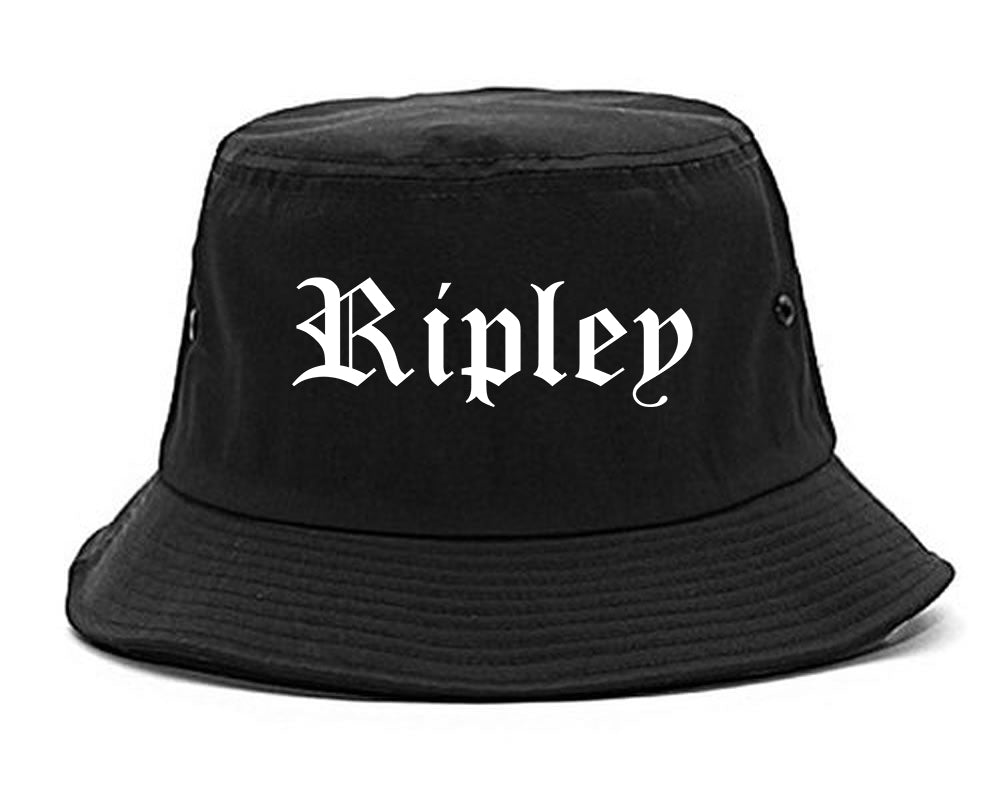 Ripley Mississippi MS Old English Mens Bucket Hat Black