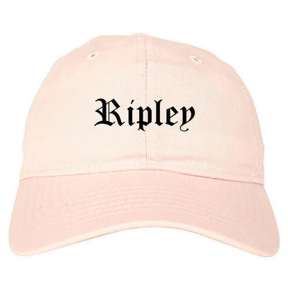 Ripley Mississippi MS Old English Mens Dad Hat Baseball Cap Pink