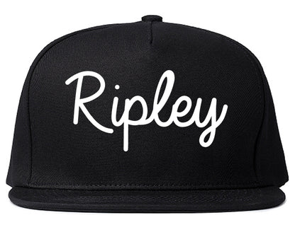 Ripley Mississippi MS Script Mens Snapback Hat Black