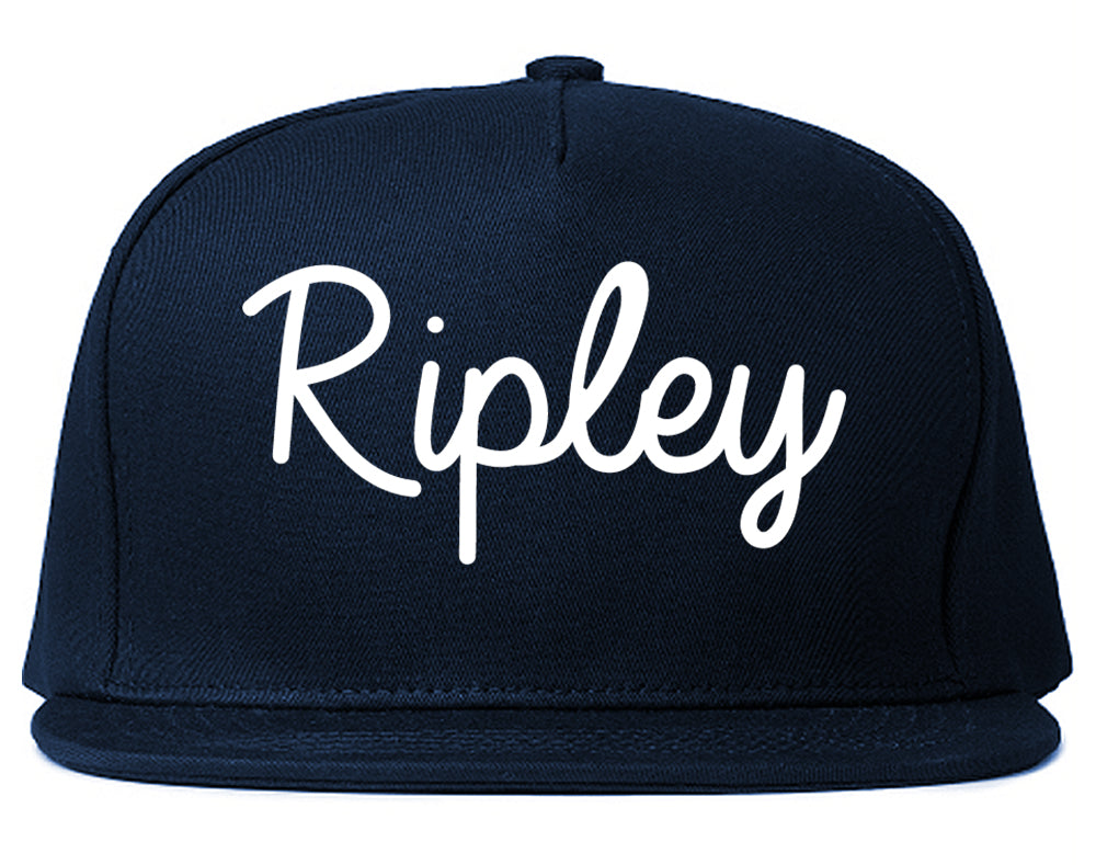 Ripley Mississippi MS Script Mens Snapback Hat Navy Blue