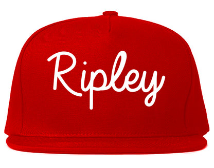 Ripley Mississippi MS Script Mens Snapback Hat Red