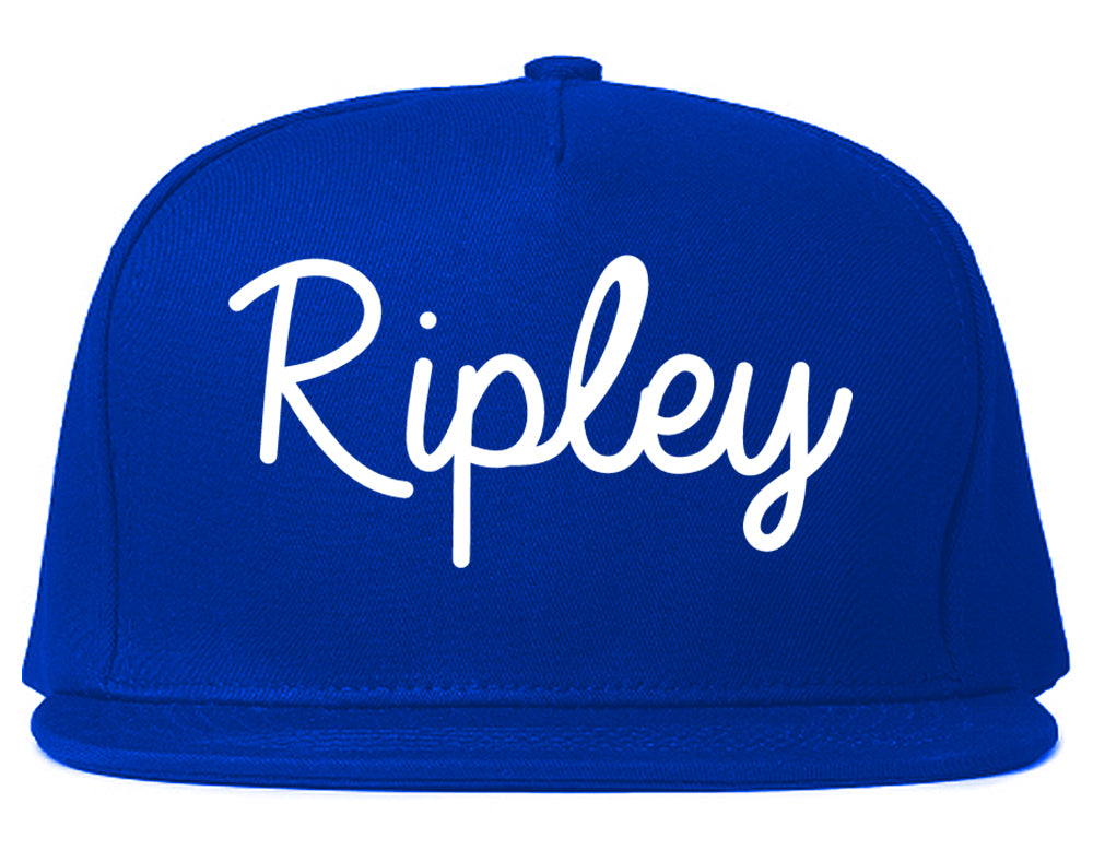 Ripley Mississippi MS Script Mens Snapback Hat Royal Blue