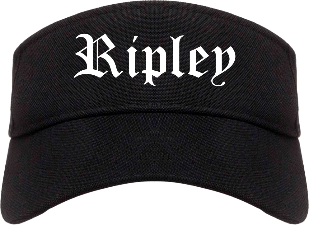 Ripley Mississippi MS Old English Mens Visor Cap Hat Black