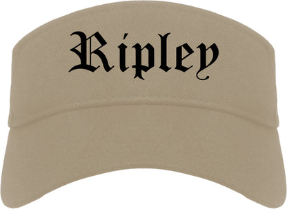 Ripley Mississippi MS Old English Mens Visor Cap Hat Khaki