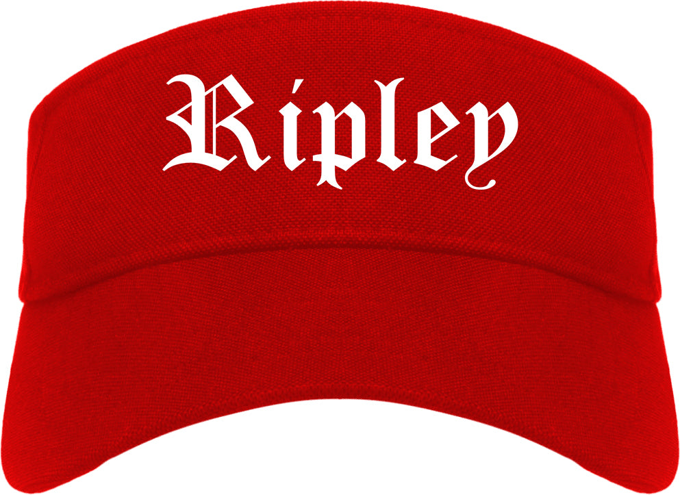 Ripley Mississippi MS Old English Mens Visor Cap Hat Red