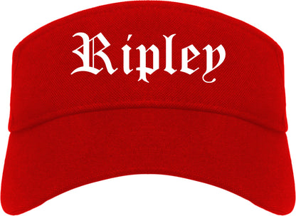 Ripley Mississippi MS Old English Mens Visor Cap Hat Red