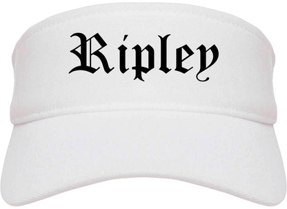 Ripley Mississippi MS Old English Mens Visor Cap Hat White