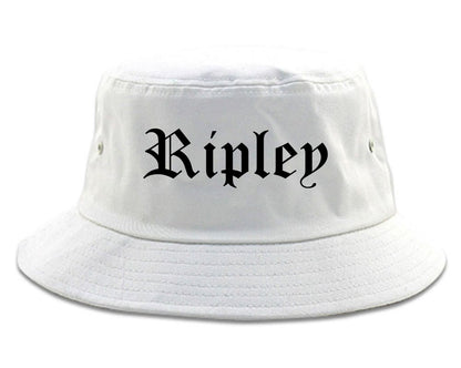 Ripley Mississippi MS Old English Mens Bucket Hat White