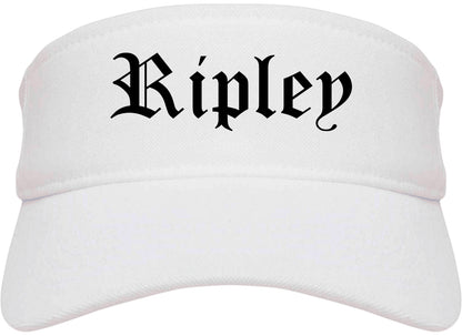 Ripley Tennessee TN Old English Mens Visor Cap Hat White