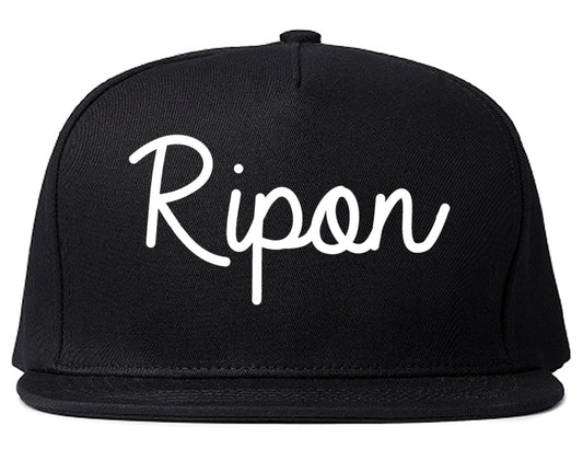 Ripon California CA Script Mens Snapback Hat Black