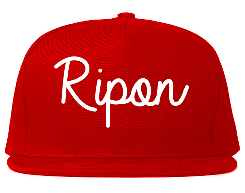 Ripon California CA Script Mens Snapback Hat Red