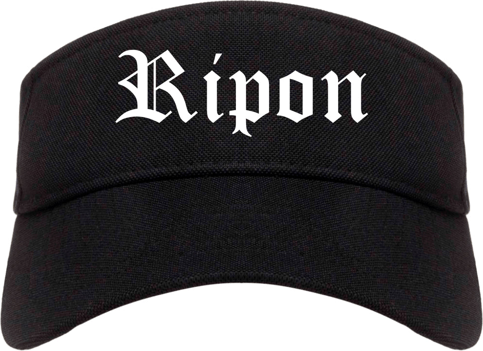 Ripon California CA Old English Mens Visor Cap Hat Black