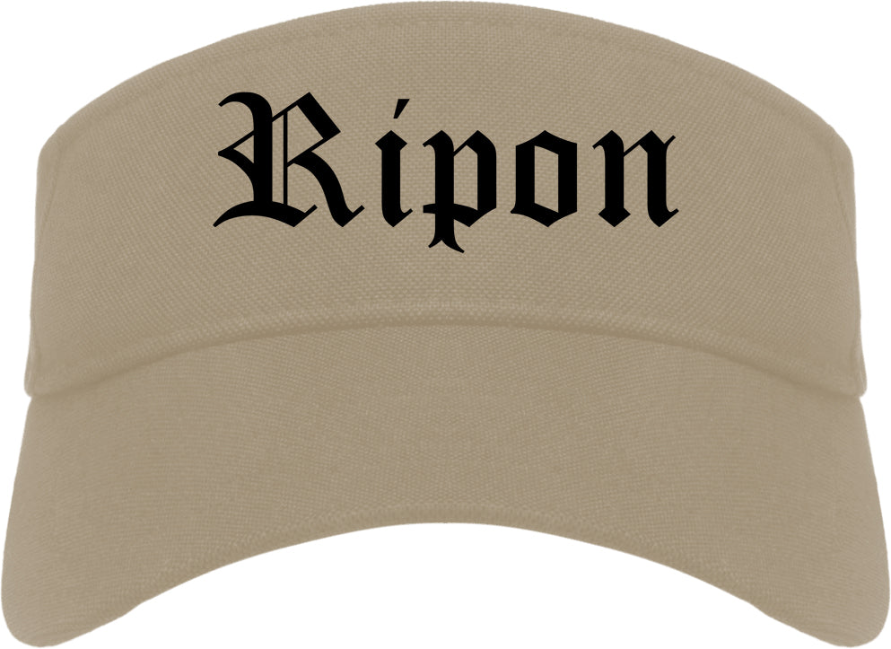 Ripon California CA Old English Mens Visor Cap Hat Khaki