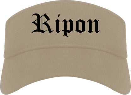 Ripon California CA Old English Mens Visor Cap Hat Khaki