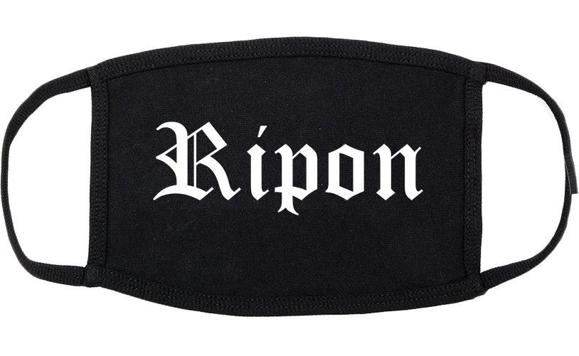 Ripon Wisconsin WI Old English Cotton Face Mask Black