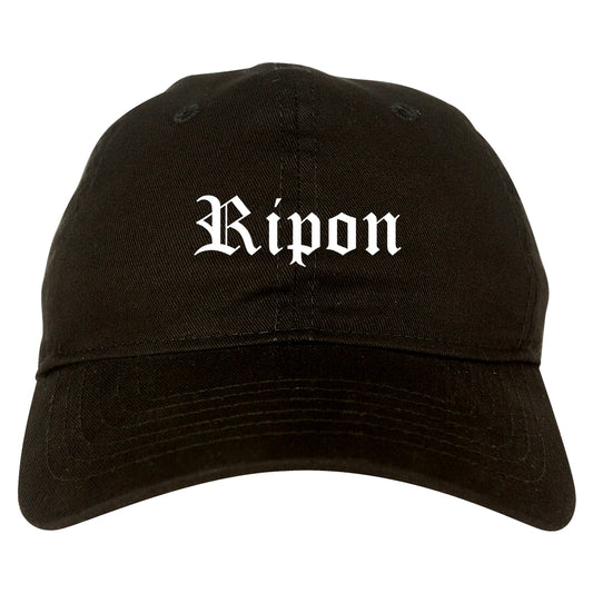 Ripon Wisconsin WI Old English Mens Dad Hat Baseball Cap Black