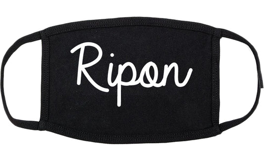 Ripon Wisconsin WI Script Cotton Face Mask Black