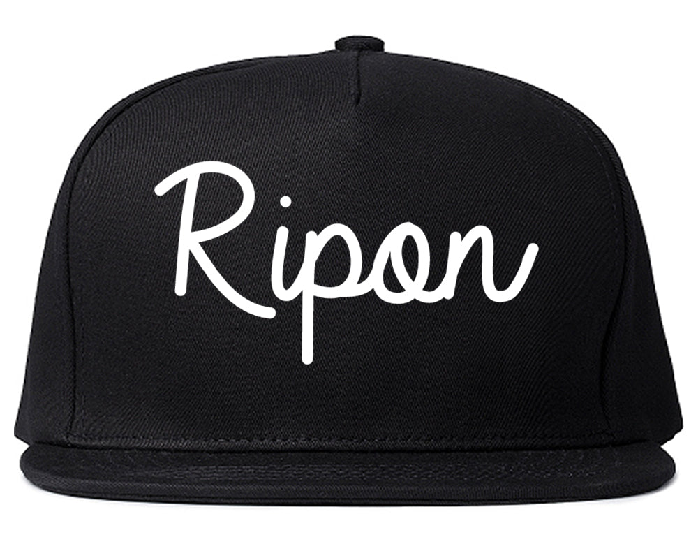 Ripon Wisconsin WI Script Mens Snapback Hat Black