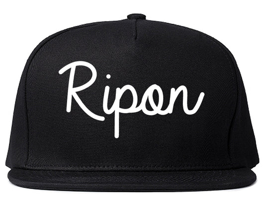 Ripon Wisconsin WI Script Mens Snapback Hat Black