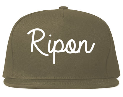 Ripon Wisconsin WI Script Mens Snapback Hat Grey